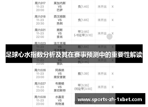 足球心水指数分析及其在赛事预测中的重要性解读